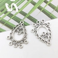 Silver vintage drop-shaped alloy earring connectors with antique filigree hollow pattern - Filigree Waterdrop 22x28mm