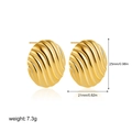 Detailed size chart showing 21mm x 25mm dimensions of 18K gold pleated oval earrings - Oval Wrinkled Style (22981) / Oval (22981)