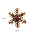Christmas snowflake brooch with red rhinestones and gold alloy finish, 36mm size - Snowflake