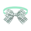 Fiocco a quadretti verde menta e bianco con fascia elastica per gatti e piccoli cani - Verde Menta a scacchi