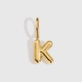 Premium 14K gold plated bubble letter K pendant charm for DIY necklaces and bracelets - Letter K / Gold
