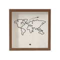 Detail of light wood frame and minimalist world map art for travel ticket storage - Travel the World (Patent) / 15x15cm / Walnut