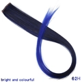 Straight clip-in hair extension in natural black with dark blue ombre highlights - Black Blue Highlights (62H)