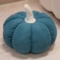 Coussin peluche citrouille en velours côtelé bleu marine avec texture douce et tige - Bleu Sarcelle