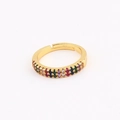 Golden rainbow snake ring featuring colorful pave zircon crystals with an open adjustable band - Adjustable Open / Colorful Rainbow Row Style