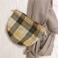 Sac à bento japonais en lin et coton épais avec motif à carreaux et cordon - Carreaux Brossés Kaki