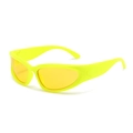 Neon yellow Y2K sports sunglasses with wraparound frame and matching tinted lenses - Neon Yellow Yellow Lens