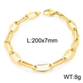 Bracciale a catena con maglie geometriche dorate da 7mm in acciaio inox con chiusura - Oro (200*7mm)