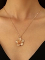 Textured gold flower necklace featuring a wrinkled petal design for a stylish women's look - Gold Flower Necklace (5272)