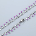 Fashionable stainless steel chain necklace with purple enamel inlay charms - Bracelet 45cm / Purple