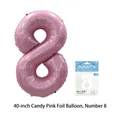 40 inch candy pink foil number 8 balloon for birthday party decorations with card packaging - Candy Pink Number 8 / 40 Inch / 1PC