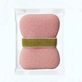 Rosa Achter-Badeschwamm mit goldenem Elastikband in transparenter Verpackung - Wabenstruktur Grobe Oberfläche / Honig Rosa