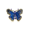 Detail of blue crystal butterfly brooch with deep blue rhinestones and gold plating - Rhinestone KC0154-2 Blue
