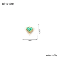 Chic gold-edged mint green enamel heart charm pendant with small central crystal - Mint Green