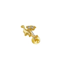 Clou de cartilage dinosaure doré avec zircons étincelants sur fond blanc pur - Style Dinosaure Doré (24042601-9)