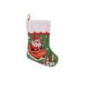Christmas stocking variant with Santa Claus sleigh and reindeer print on red and green base - Red Green Santa Sleigh