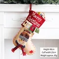 Large Christmas stocking with 3D snowman design and Merry Christmas text 48cm height - Patterned Stocking Snowman
