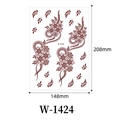 Brown henna flower temporary tattoo sticker W-1424 with vine pattern 148x208mm - Deep Brownish Red Floral Vine (W-1424S)