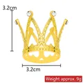Detailed view of mini golden alloy crown with 3.2cm size specs and sparkling rhinestones - 6-Diamond Finger Small Gold 01