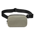 Adjustable olive green nylon sports waist bag with black buckle strap and zip closure - Khaki and Black