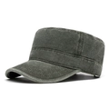 Distressed dark olive green washed cotton cadet cap with vintage frayed brim details - Army Green 1