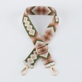 Detail of adjustable woven bag strap with geometric diamond pattern and gold metal hooks - Ethnic Jacquard 20 - Light Gold Buckle
