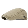 Khaki Schiebermütze aus gewaschener Baumwolle mit verstellbaren Metallschnallen für Damen und Herren - Hellbeige