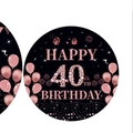 Elegant black and rose gold 40th birthday stickers with glittery balloon designs - Fortieth Birthday - Napkins