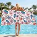 Quick-dry microfiber beach towel with ocean animal prints and colorful sea life pattern - xh-030 Colorful Sea Creatures / Warp Knitted 70*140cm