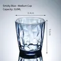 Smoky blue acrylic cup with 310ml capacity and geometric multi-faceted cut design - 310ml / Medium / Sky Blue