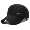 Unisex black breathable sport baseball cap with quick-dry fabric and curved brim - Adjustable / Black