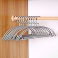 Set of 10 grey wide-shoulder plastic hangers with anti-slip design for clothes - Semicircle Grey