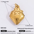Pendentif fraise en acier inoxydable plaqué or 18 carats avec dimensions - PJ91242-2PCS Fraise Dorée