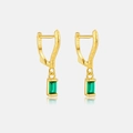 Orecchini a cerchio in argento S925 dorato con pietre rettangolari verde smeraldo eleganti - Argento 925 / Oro 18K