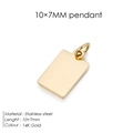 14K gold plated stainless steel rectangular 10x7mm blank tag pendant for DIY jewelry - 10x7MM / Gold