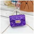 Mini purple jelly crossbody bag with quilted texture and faux pearl top handle - Purple