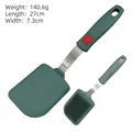 Dark green silicone turner with stainless steel handle, weighing 140.6g, size 27x7.3cm - Cleaning Brush
