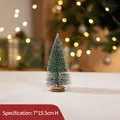 Mini frosted Christmas tree ornament with snowy pine needles and wood base, 7x15.5cm size - Cedar Tree 15CM