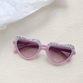 Lunettes de soleil cœur pour enfants en rose violet pailleté avec verres dégradés - Violet