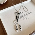 Collana con ciondolo ballerina francese e fiocco in nastro nero su catena serpente argento - Stile Ciondolo Scarpe da Ballo con Fiocco in Acrilico Semplice