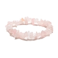 Macro detail of natural pink crystal chips elastic bracelet with polished texture - Rose Quartz