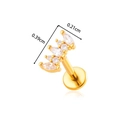 Golden F136 titanium geometric zircon labret stud with flat back piercing design - 12# Gold Curved Marquise Style