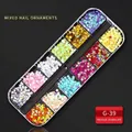 12-grid nail art kit featuring colorful five-petal flower sequins in a compact storage box - G-39 Style (Colored Mixed Flower Sequins Glitter)
