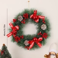 40cm Christmas wreath with red berries, pine cones and Merry Christmas ribbon bow - Red Christmas Ball / 40cm/No Light