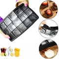 Black 15-grid silicone ice cube tray mold for square cubes with flexible design - 15-Grid with Lid Black