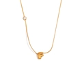 Collier minimaliste en acier inoxydable plaqué or 18K avec lettre F et zircon - Or-Lettre F