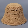 Detailed knit texture and hollow pattern of this khaki breathable summer sun hat - M (56-58cm) / Khaki