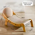 Modern wooden cat lounge bed with integrated sisal scratching ball, 50cm length size - Ball Version