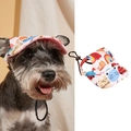 Adjustable pet baseball cap with colorful cartoon graffiti pattern for dog sun protection - S(Circumference 31cm) / White Animal Paradise