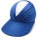Women's pleated navy blue sun visor hat made of fabric for outdoor UV protection - Sapphire Blue